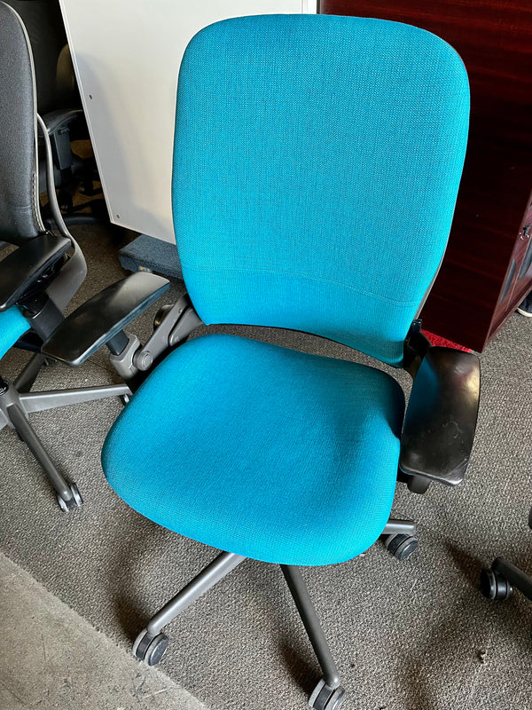 Turquoise Reupholstered Steelcase Leap V2 Office Chair Recycled
