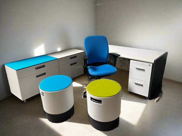 Steelcase Desk With White Pedestal
