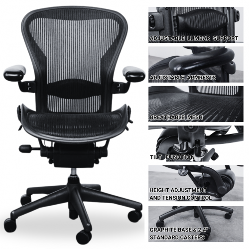 Herman Miller Size B Black Aeron Chairs