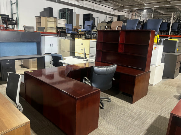 U Shaped Cherry Solid Wood Desk