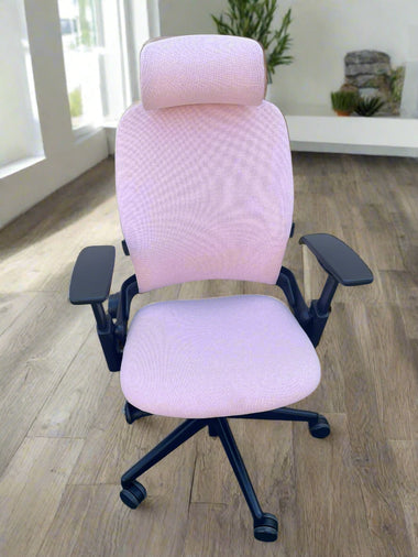 Pink and Black Steelcase Leap V2 Office Chair with Headrest