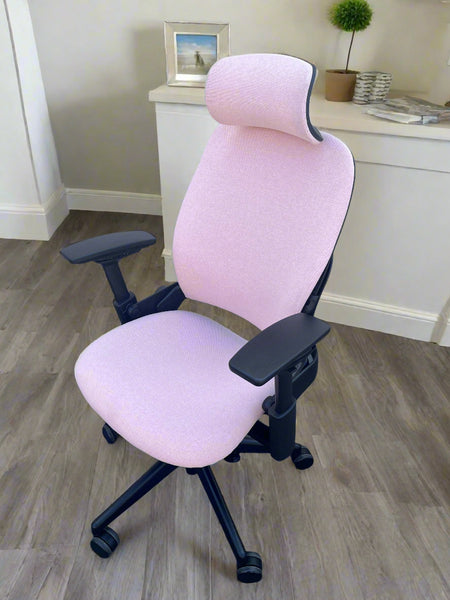 Pink and Black Steelcase Leap V2 Office Chair with Headrest