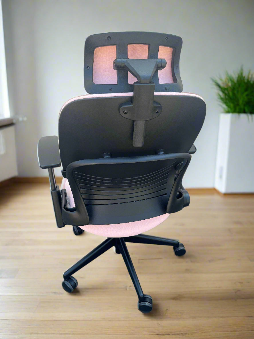 Pink and Black Steelcase Leap V2 Office Chair with Headrest