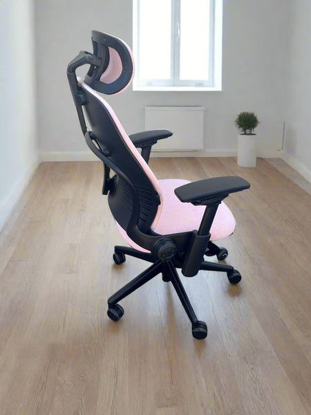 Pink and Black Steelcase Leap V2 Office Chair with Headrest