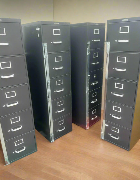 Assorted Steel Vertical File Cabinets with Lock Bar Charcoal