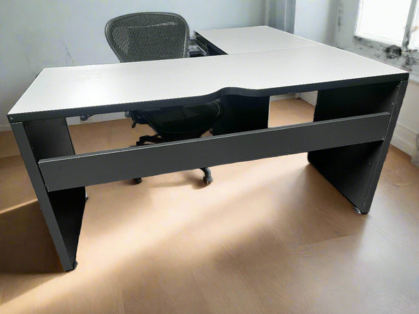 L-Shaped Desk with Pedestal Metal