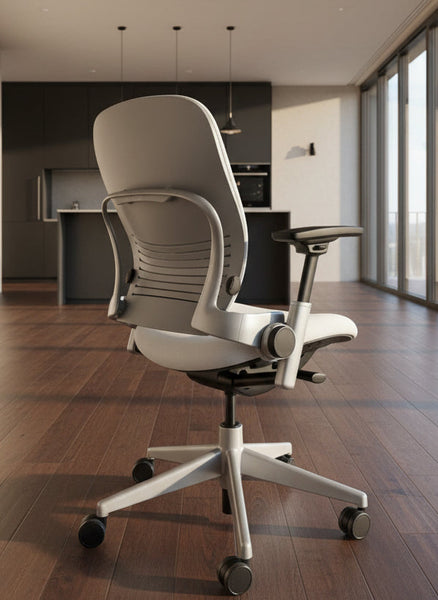 Steelcase Leap V2 Office Chair White with Silver Base