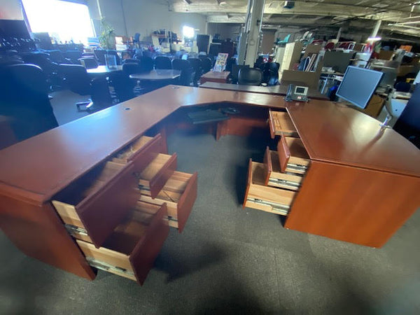 Bowfront U Shaped Veneer Desk