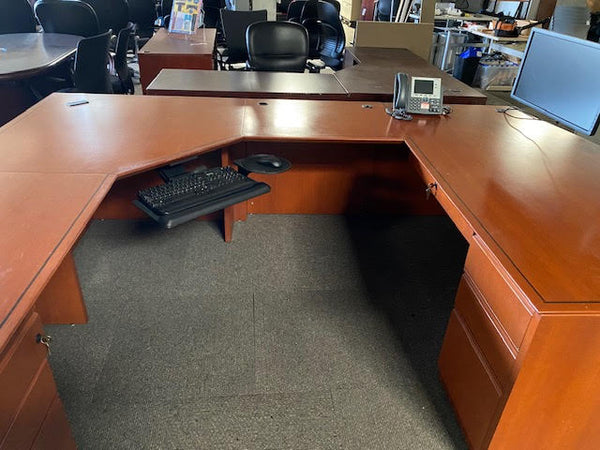 Bowfront U Shaped Veneer Desk