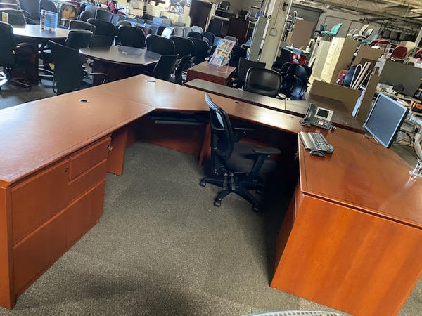 Bowfront U Shaped Veneer Desk