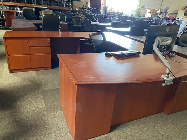 Bowfront U Shaped Veneer Desk