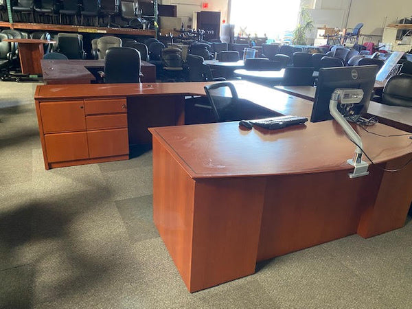 Bowfront U Shaped Veneer Desk