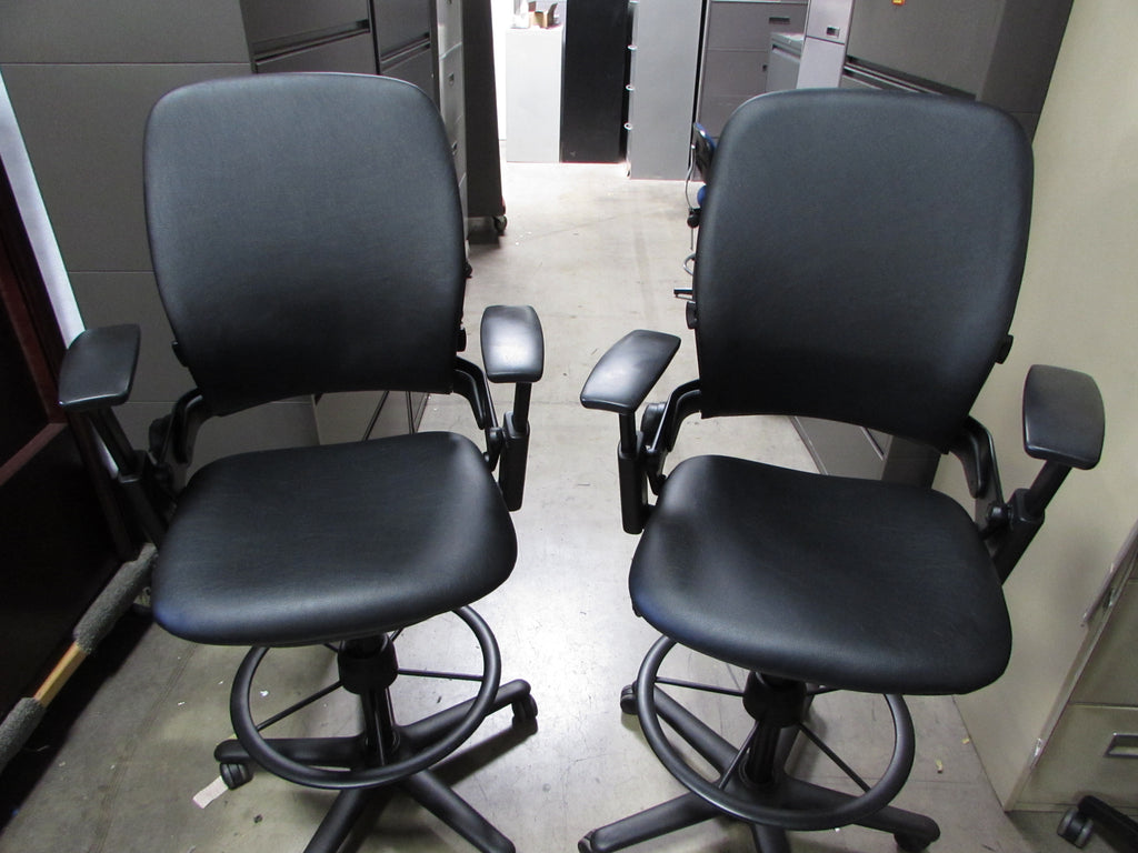 Allsteel Black Leather and Chrome Conference Chairs Recycled Office