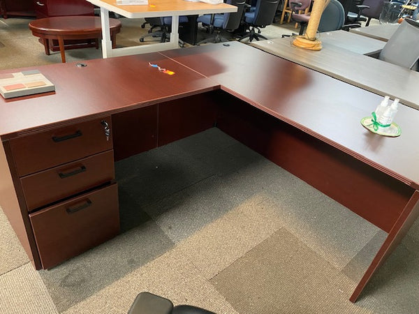 New L-shaped Desk in Mahogany