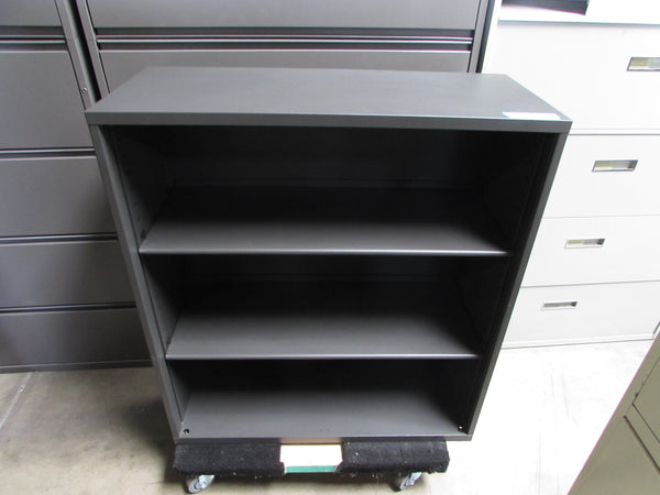 Charcoal Grey Steelcase Bookcases - 3 level