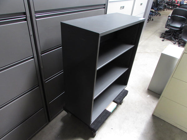 Charcoal Grey Steelcase Bookcases - 3 level