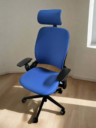 Blue Steelcase Leap V2 Office Chair with Headrest