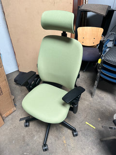 Green Steelcase Leap V2 Office Chair with Headrest Recycled Office Furnishings