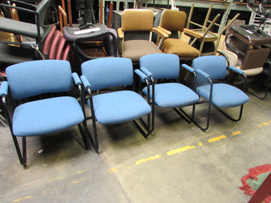 Sky Blue Steelcase Guest Chairs with Black Steel Frames
