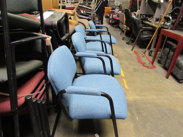 Sky Blue Steelcase Guest Chairs with Black Steel Frames