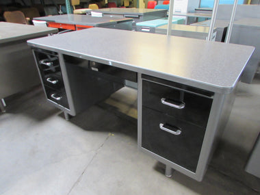 Brushed Steel Tanker Desk with Formica Top