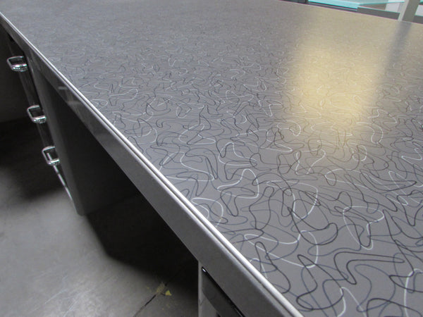 Brushed Steel Tanker Desk with Formica Top
