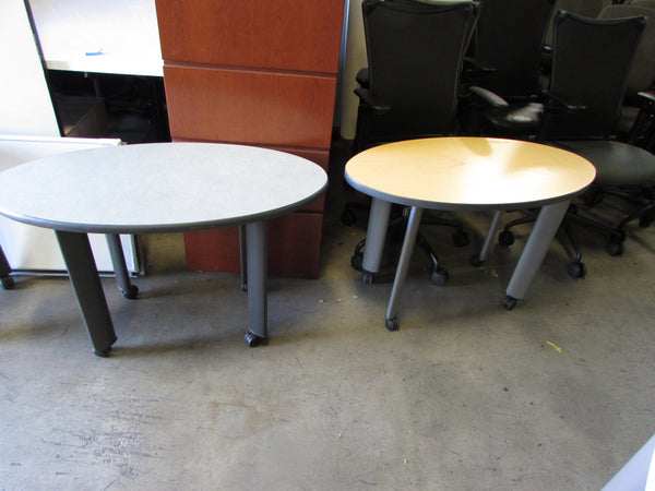 Steelcase Small Oval Office Tables with Wheels - Grey