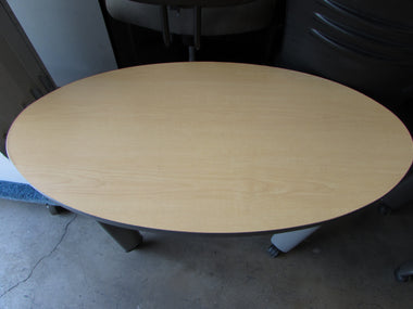 Steelcase Small Oval Office Tables with Wheels - Oak Laminate