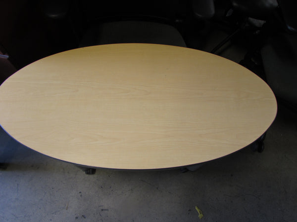 Steelcase Small Oval Office Tables with Wheels - Oak Laminate