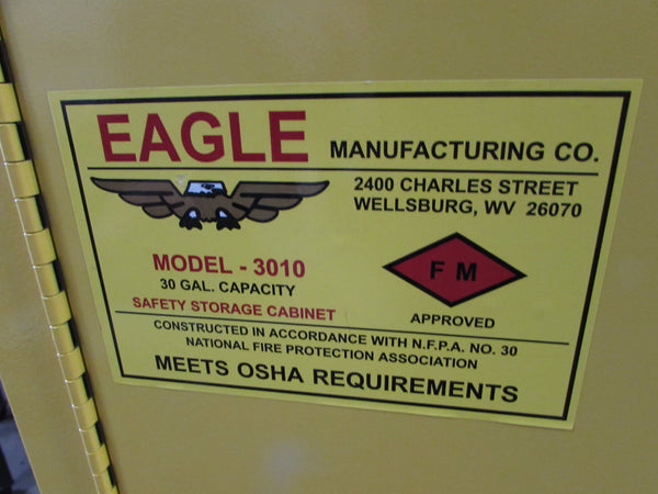 Yellow Excellent Condition 30-Gallon Flammables Storage Cabinet by Eagle