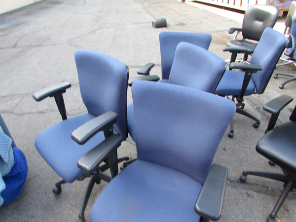 6  Blue Ergonomic Task/Desk Chairs with Black Frames