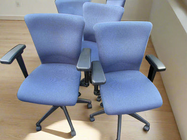 6  Blue Ergonomic Task/Desk Chairs with Black Frames