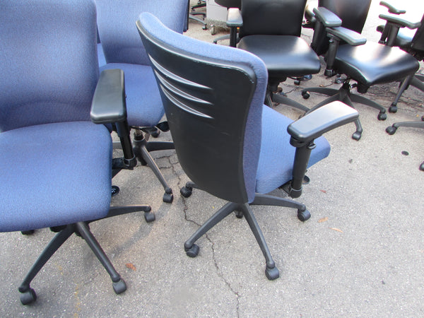 6  Blue Ergonomic Task/Desk Chairs with Black Frames