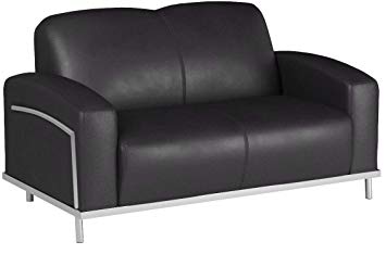 Beautiful Faux Black Leather & Chrome Lobby Club Chair - Love Seat - Sofa
