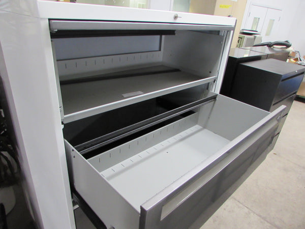 Brushed Steel and White 5-drawer Lateral File