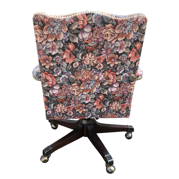 Vintage Conference Chairs - Wood Frame - Floral Fabric