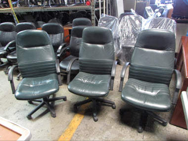 Green Leather High Back Used Office Chairs