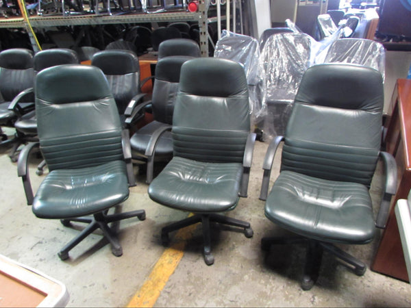 Green Leather High Back Used Office Chairs
